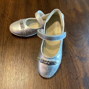 Moschino Kid Girls Leather Shoes, Silver